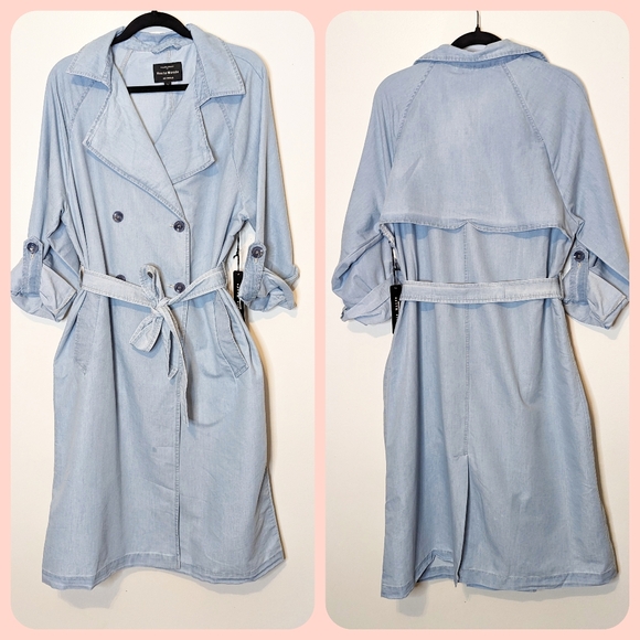 Haute Monde Jackets & Blazers - Light Blue Trench Coat